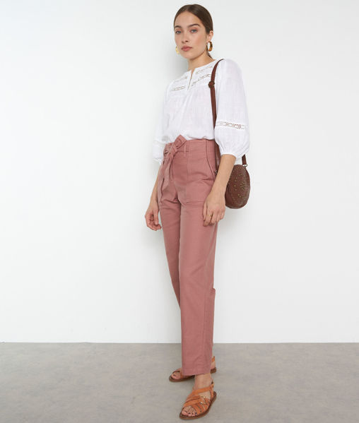 Picture of SERGIO MUTED PAPERBAG COTTON TROUSERS